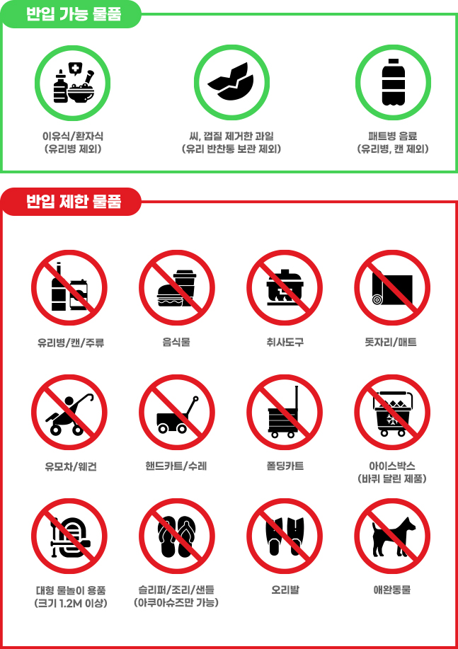 반입 불가 물품